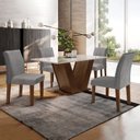 Conjunto Sala de Jantar Yescasa Espanha Mesa Tampo de Vidro 4 Cadeiras