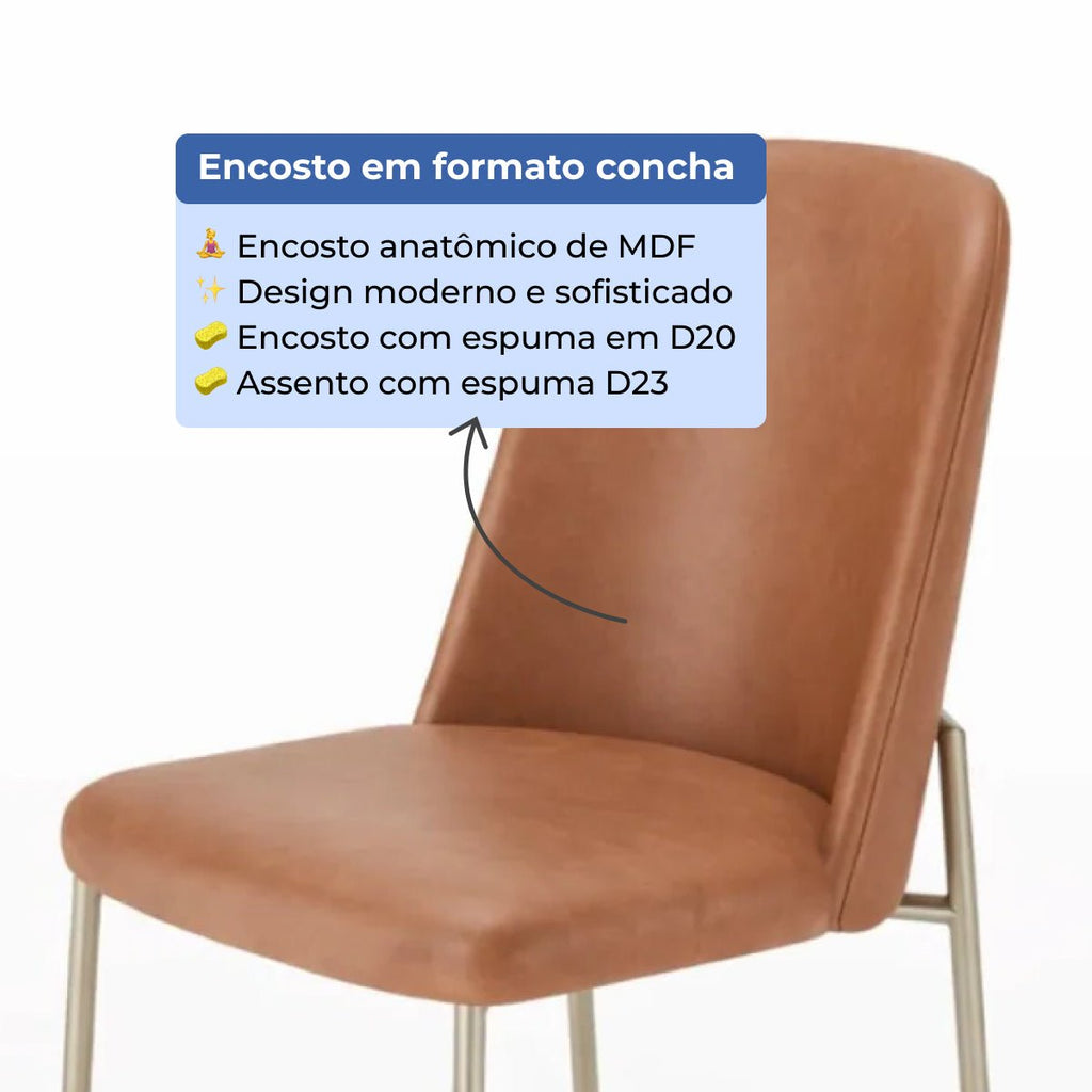 Banqueta Alta de Aço Estofada Lucille Champanhe