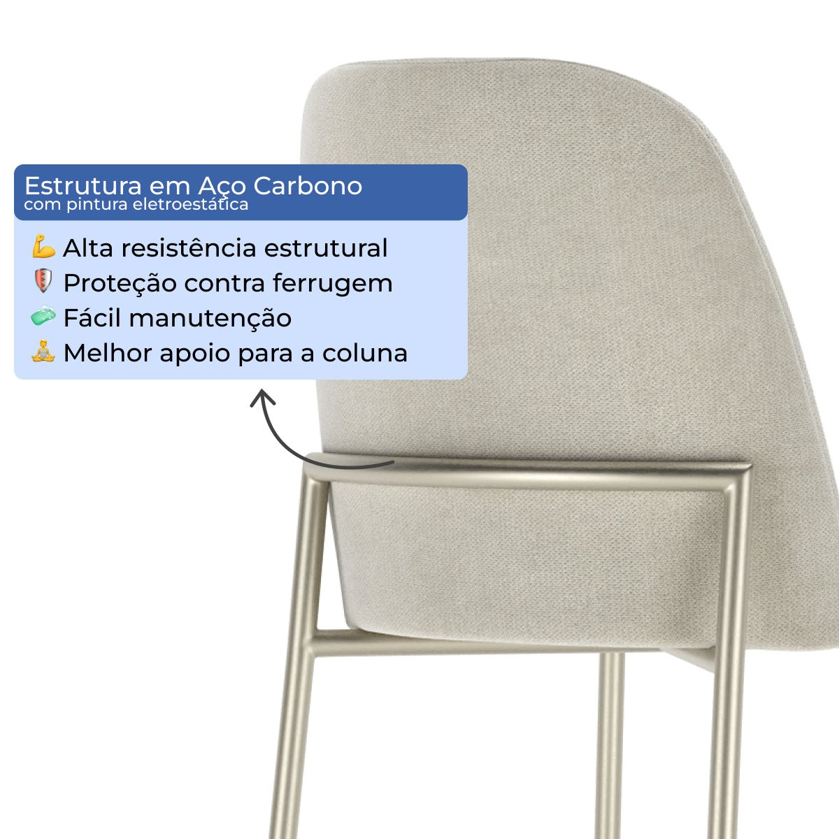 Banqueta Alta de Aço Estofada Lucille Champanhe