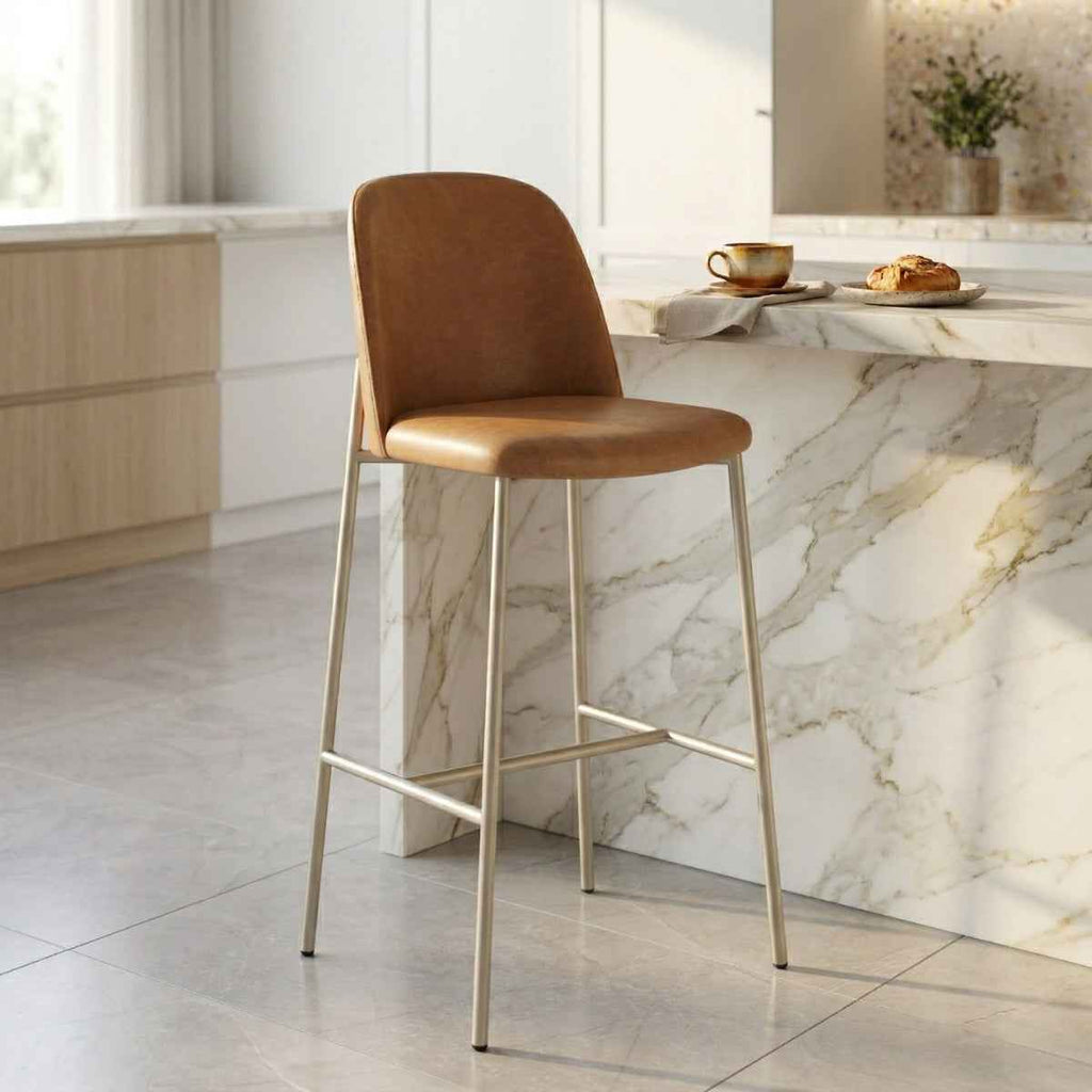 Conjunto de 4 Banquetas Altas de Aço Estofada Lucille
