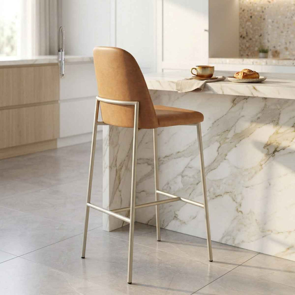 Conjunto de 8 Banquetas Altas de Aço Estofada Lucille