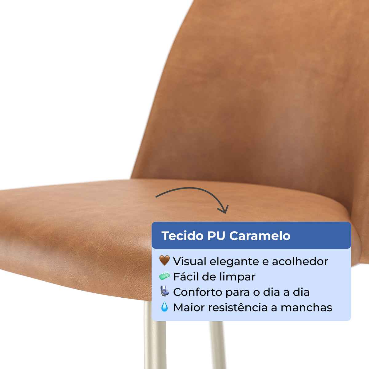 Conjunto de 8 Banquetas Altas de Aço Estofada Lucille