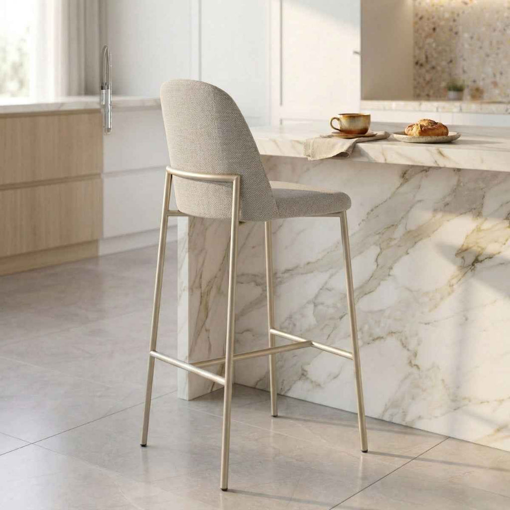 Conjunto de 4 Banquetas Altas de Aço Estofada Lucille