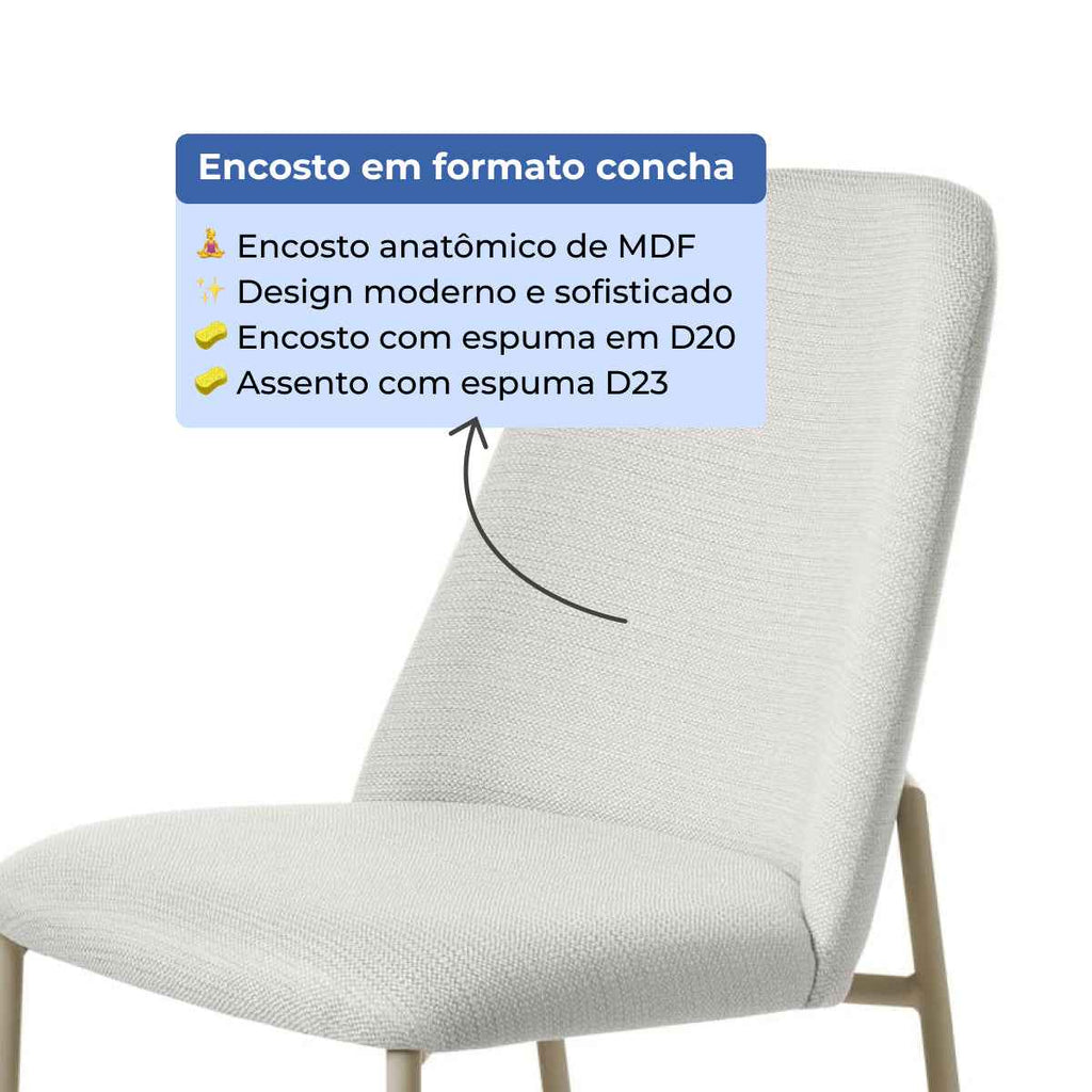 Conjunto de 4 Banquetas Altas de Aço Estofada Lucille