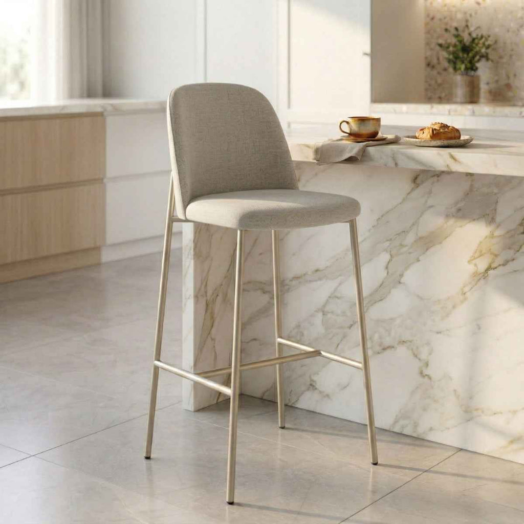 Conjunto de 4 Banquetas Altas de Aço Estofada Lucille
