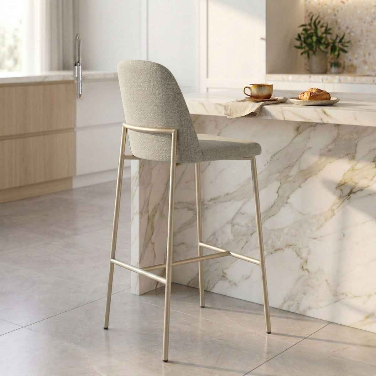 Conjunto de 2 Banquetas Altas de Aço Estofada Lucille