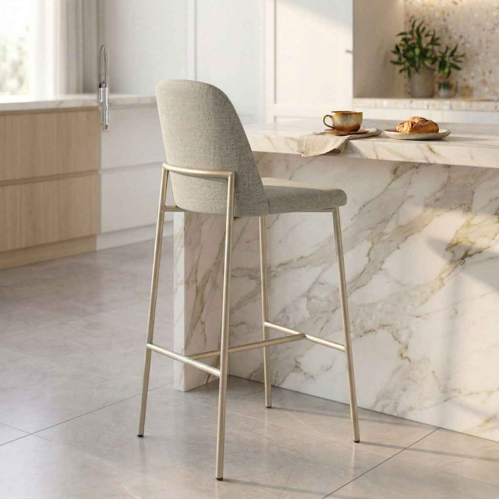 Conjunto de 4 Banquetas Altas de Aço Estofada Lucille