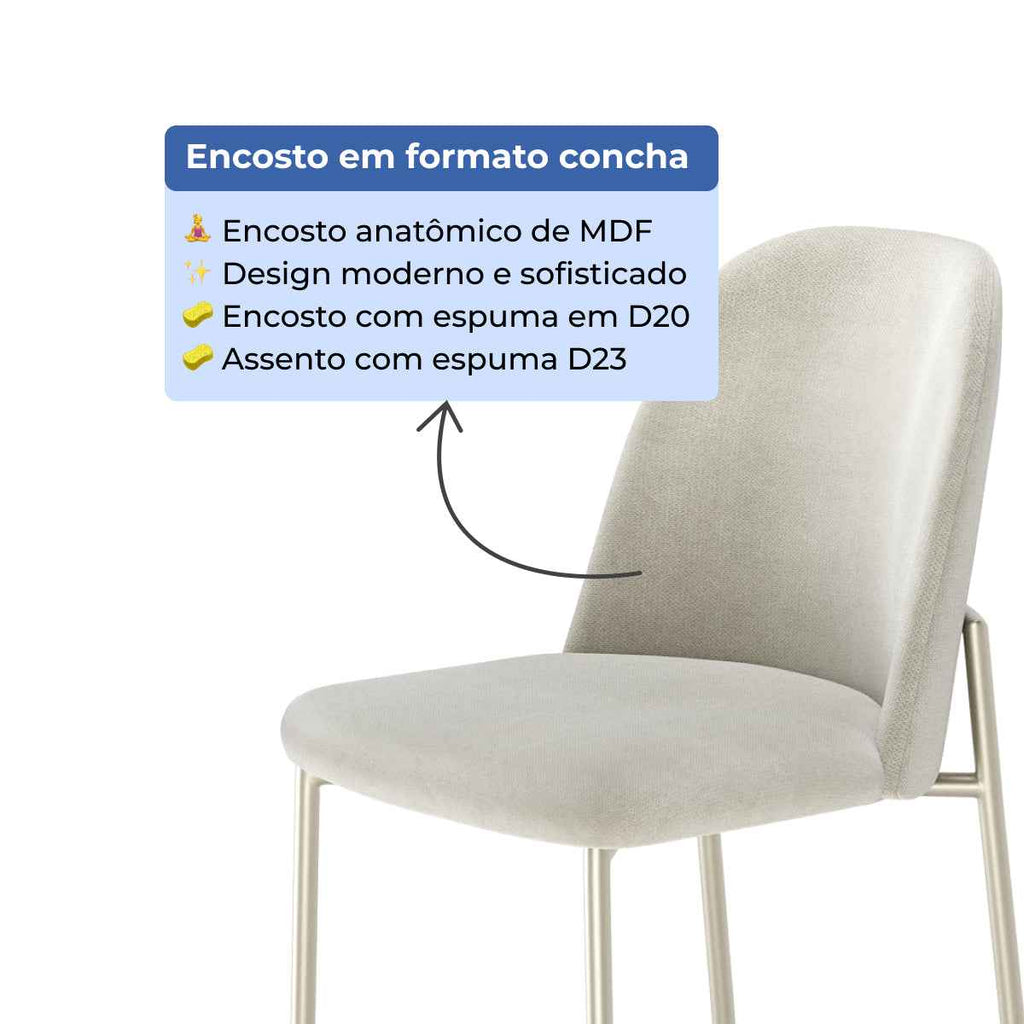 Conjunto de 8 Banquetas Altas de Aço Estofada Lucille