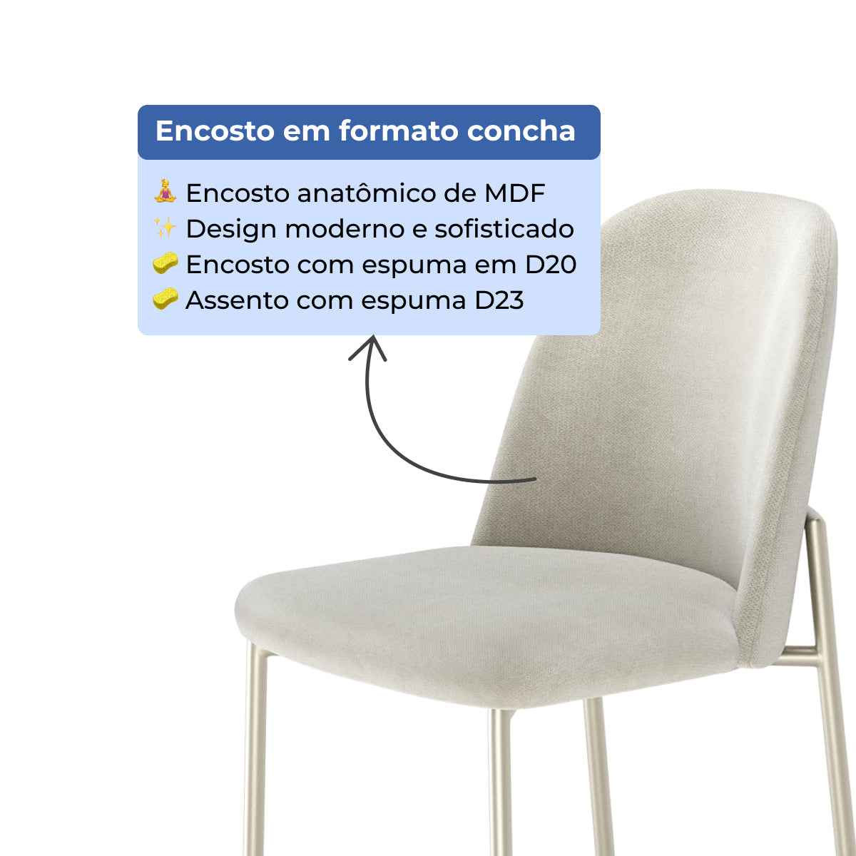 Conjunto de 6 Banquetas Altas de Aço Estofada Lucille