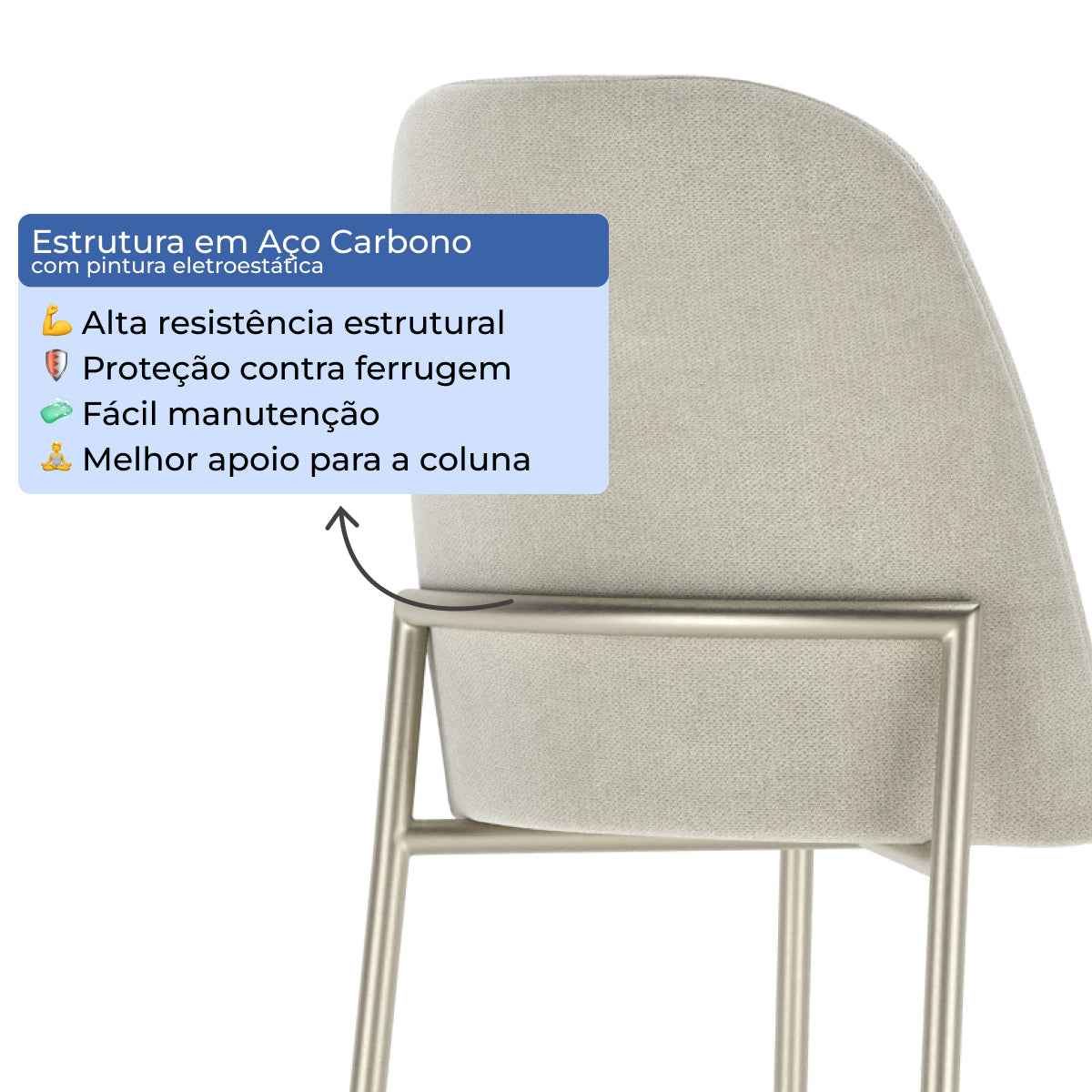 Conjunto de 4 Banquetas Altas de Aço Estofada Lucille