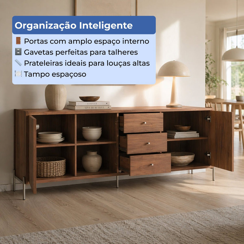 Buffet 3 Portas 3 Gavetas Jasper 185cm