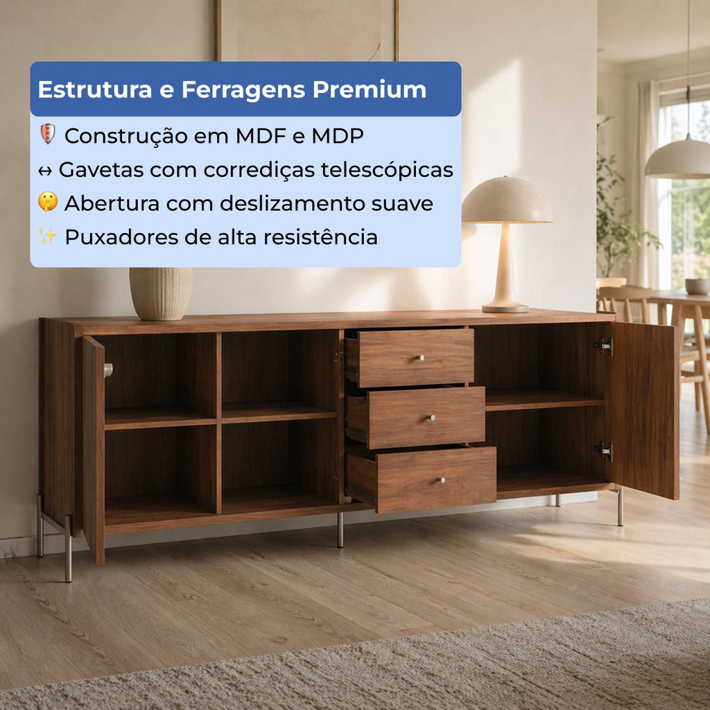 Buffet 3 Portas 3 Gavetas Jasper 185cm