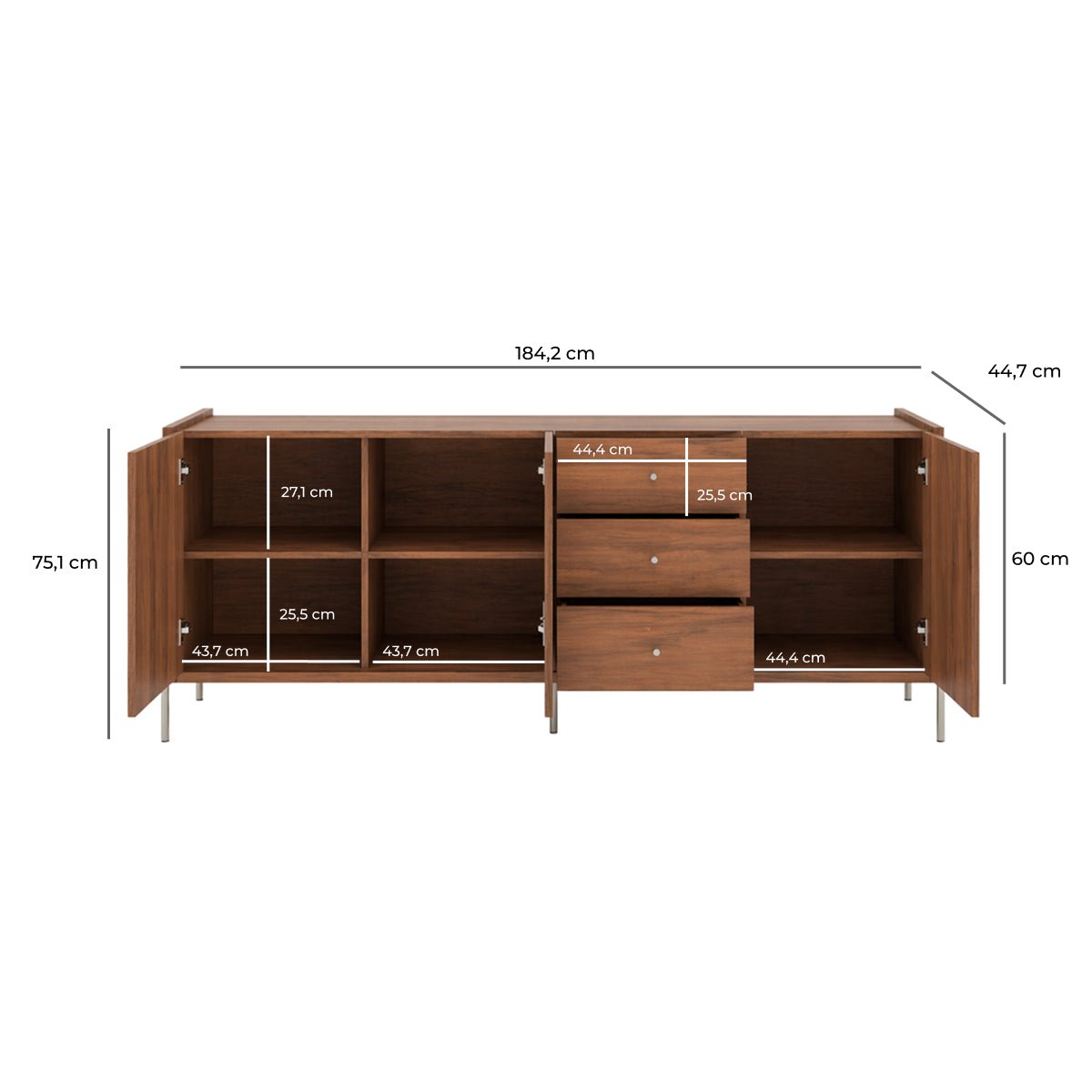 Buffet 3 Portas 3 Gavetas Jasper 185cm