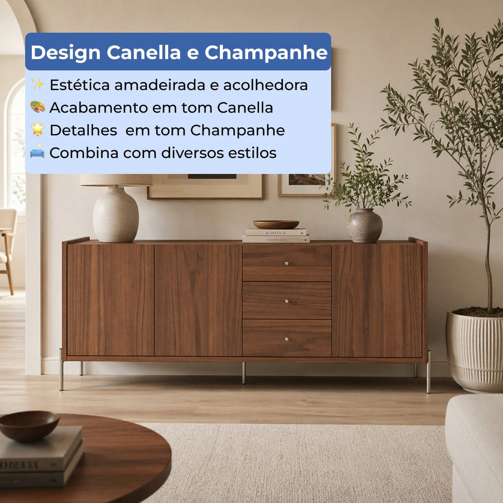 Buffet 3 Portas 3 Gavetas Jasper 185cm