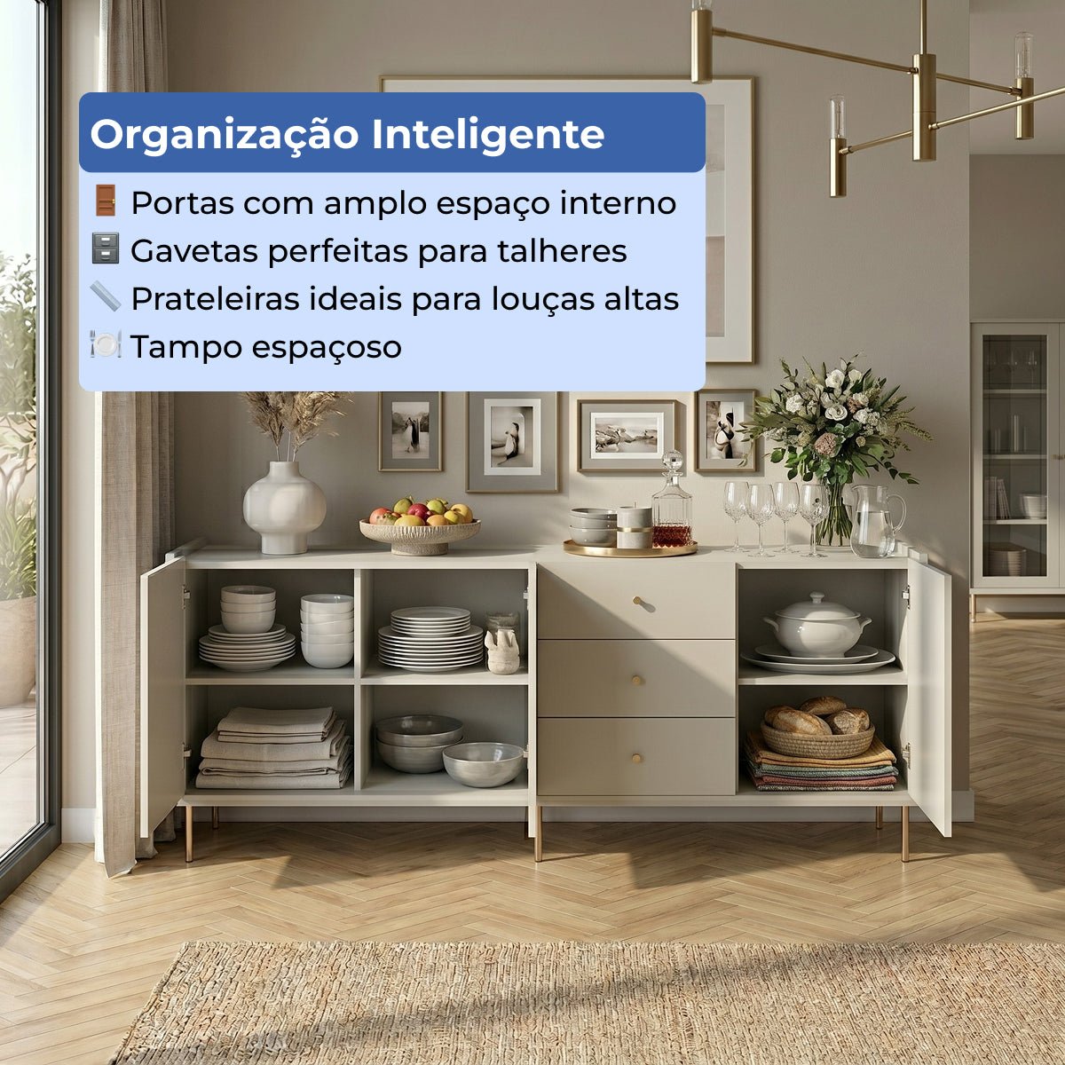 Buffet 3 Portas 3 Gavetas Jasper 185cm
