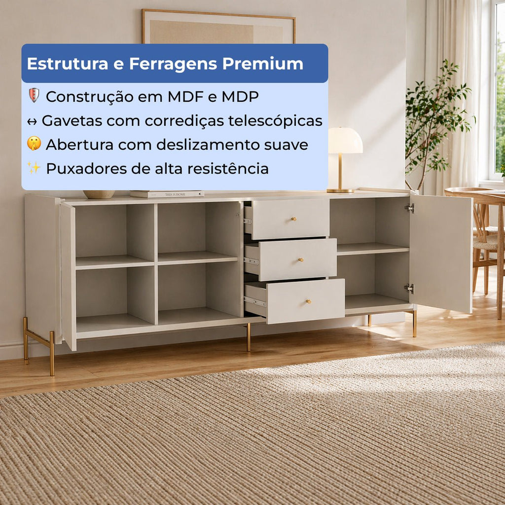 Buffet 3 Portas 3 Gavetas Jasper 185cm