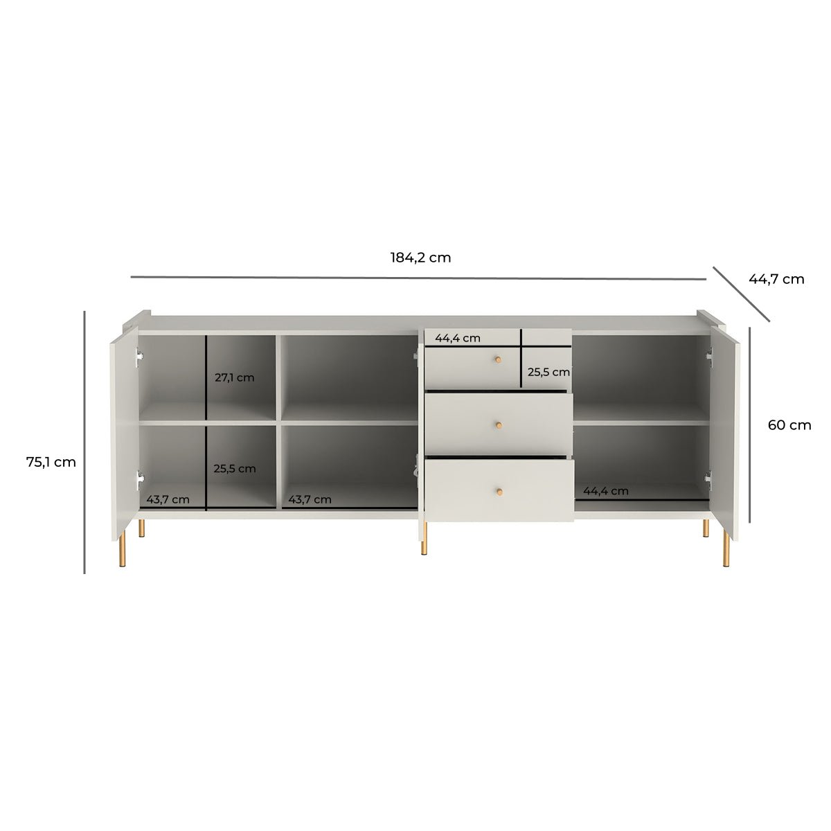 Buffet 3 Portas 3 Gavetas Jasper 185cm