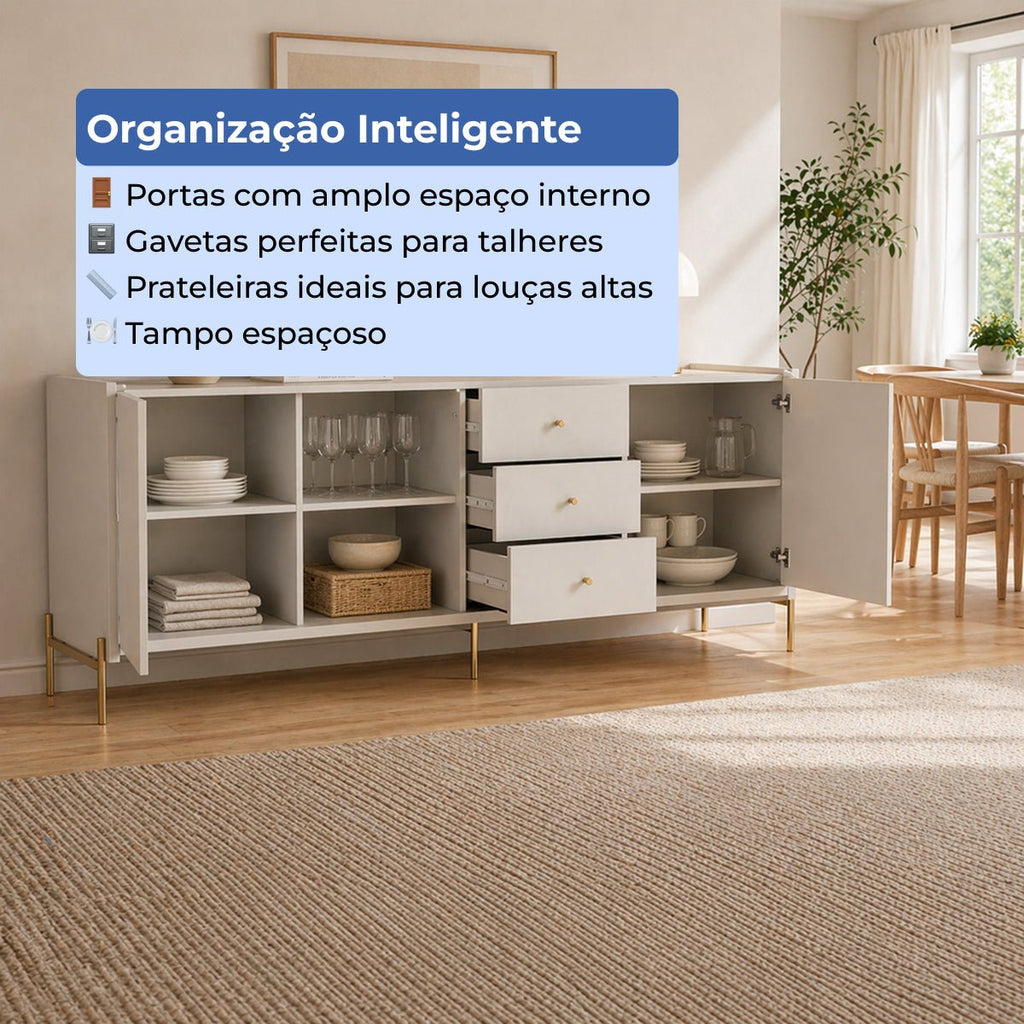 Buffet 3 Portas 3 Gavetas Jasper 185cm