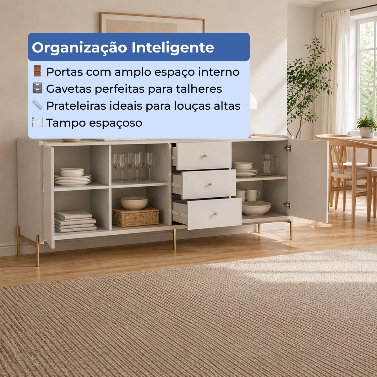 Buffet 3 Portas 3 Gavetas Jasper 185cm