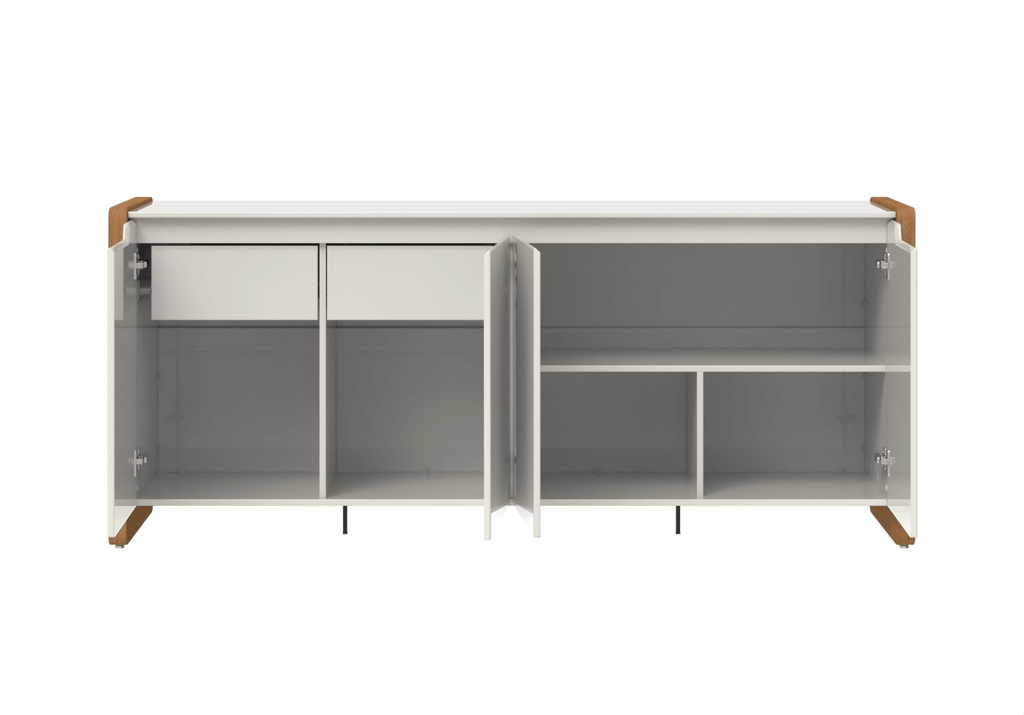Buffet 4 Portas 2 Gavetas Bristol 189 cm Off-White Fosco com Natural