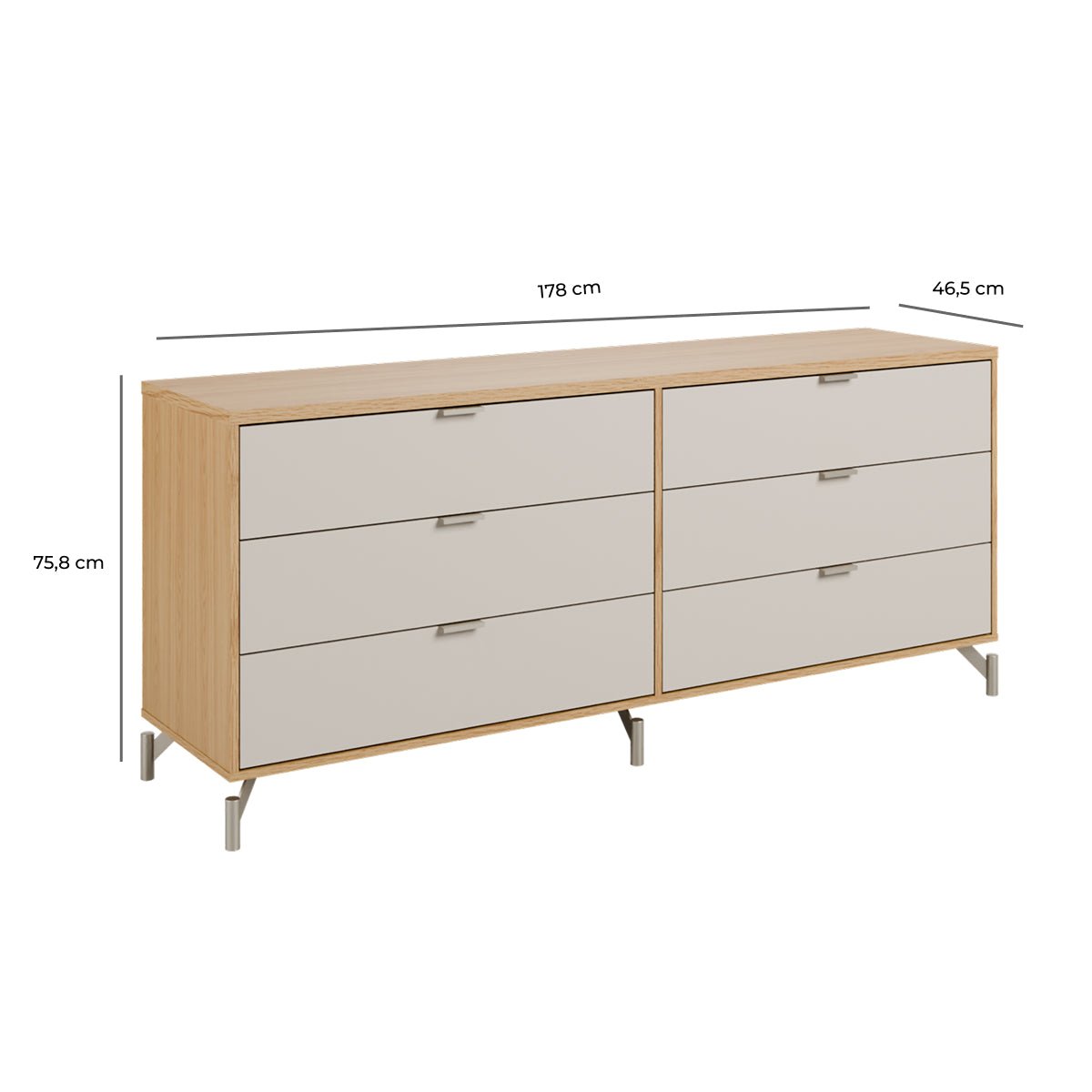 Cômoda 6 Gavetas Glow 178cm