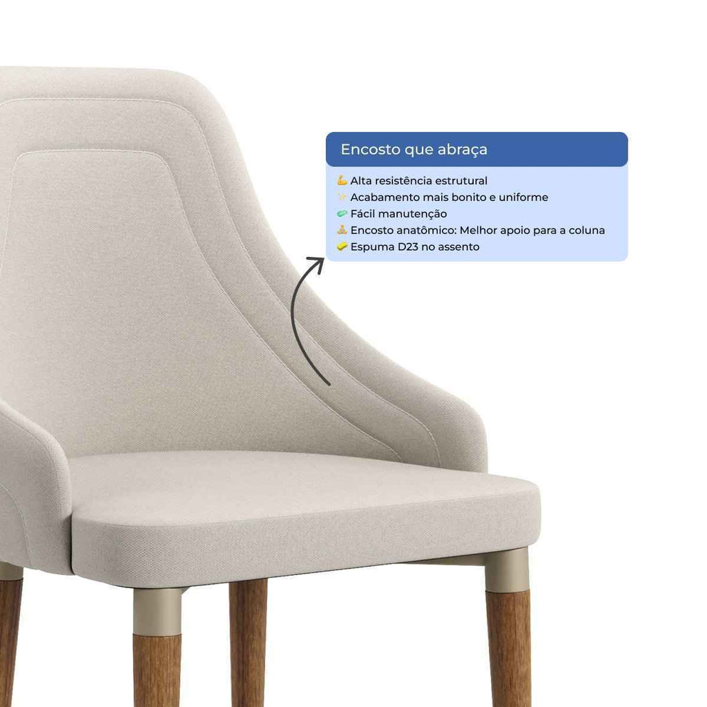 Conjunto de Jantar Mesa Retangular com Vidro Donatella 6 Cadeiras Evelyn