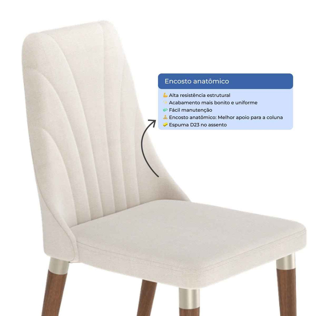 Conjunto de Jantar Mesa Retangular com Vidro Addar 6 Cadeiras Loren