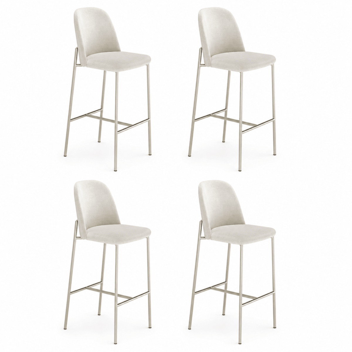 Conjunto de 4 Banquetas Altas de Aço Estofada Lucille