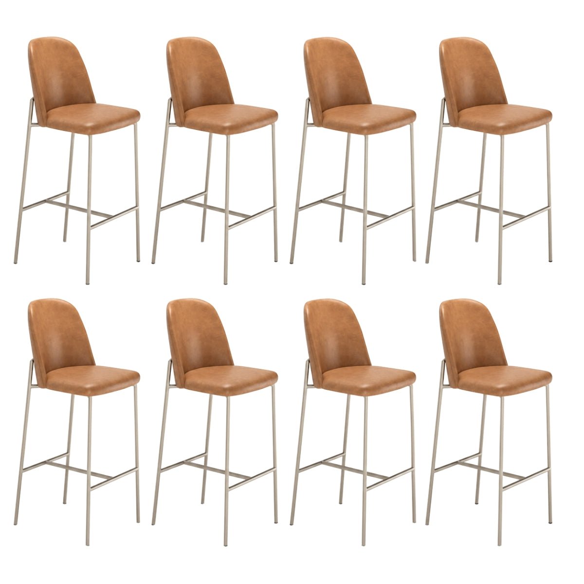 Conjunto de 8 Banquetas Altas de Aço Estofada Lucille