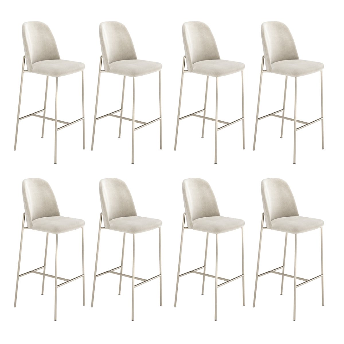 Conjunto de 8 Banquetas Altas de Aço Estofada Lucille
