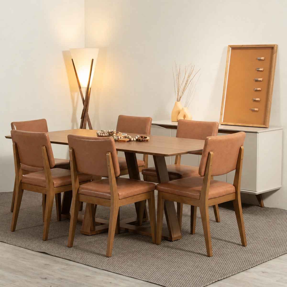 Conjunto de Jantar Mesa Retangular Avena 6 Cadeiras New Ella