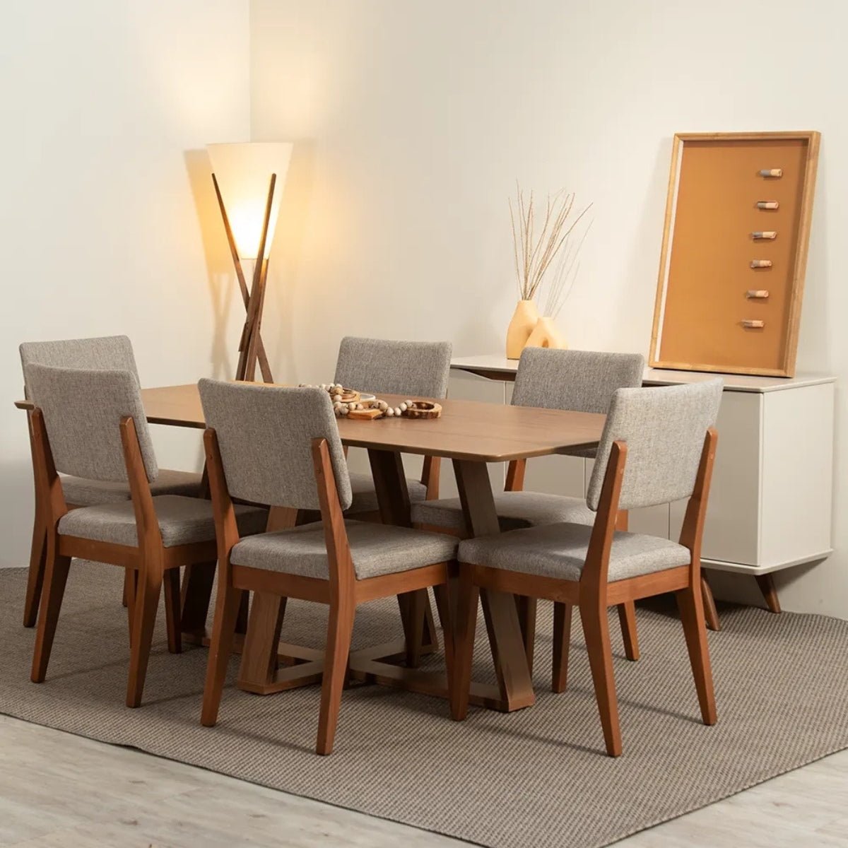 Conjunto de Jantar Mesa Retangular Avena 6 Cadeiras New Ella