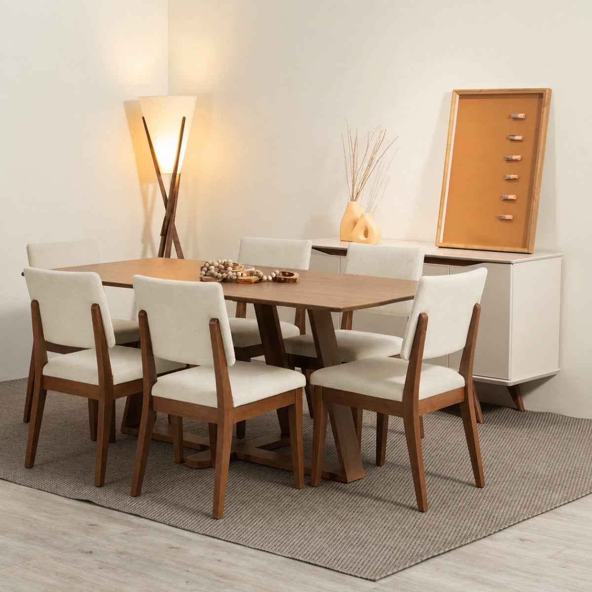 Conjunto de Jantar Mesa Retangular Avena 6 Cadeiras New Ella
