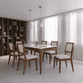 Conjunto de Jantar Mesa Retangular com Vidro Addar 6 Cadeiras Saga