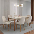Conjunto de Jantar Mesa Retangular com Vidro Donatella 6 Cadeiras Evelyn