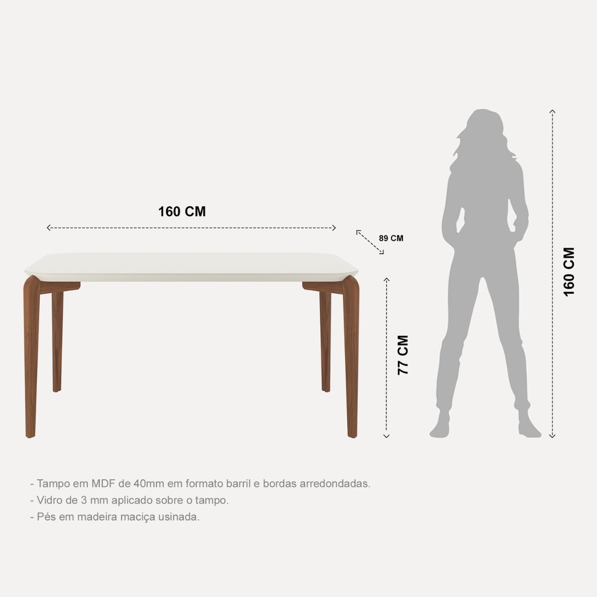 Conjunto de Jantar Mesa Retangular com Vidro Donatella 6 Cadeiras Kalina
