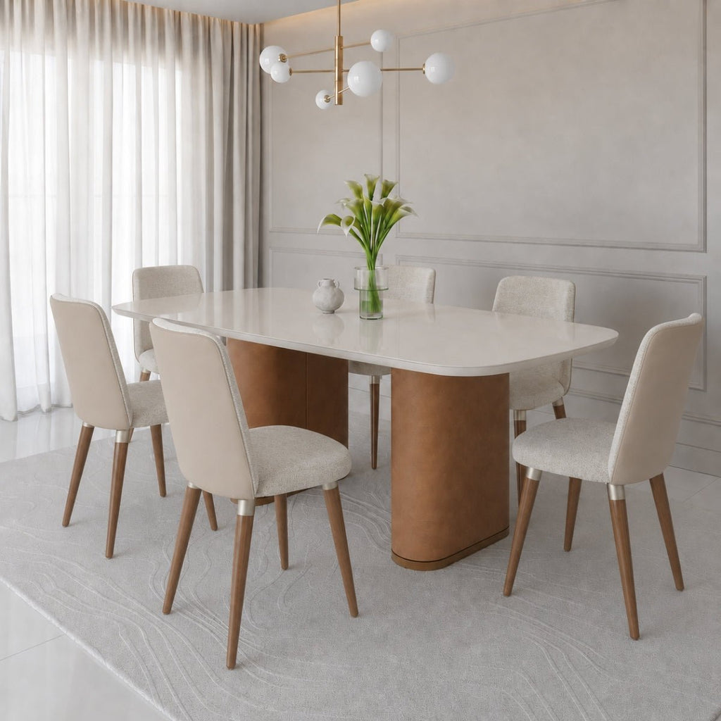 Conjunto de Jantar Mesa Retangular com Vidro Lintz 6 Cadeiras Dakota