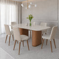 Conjunto de Jantar Mesa Retangular com Vidro Lintz 6 Cadeiras Dakota