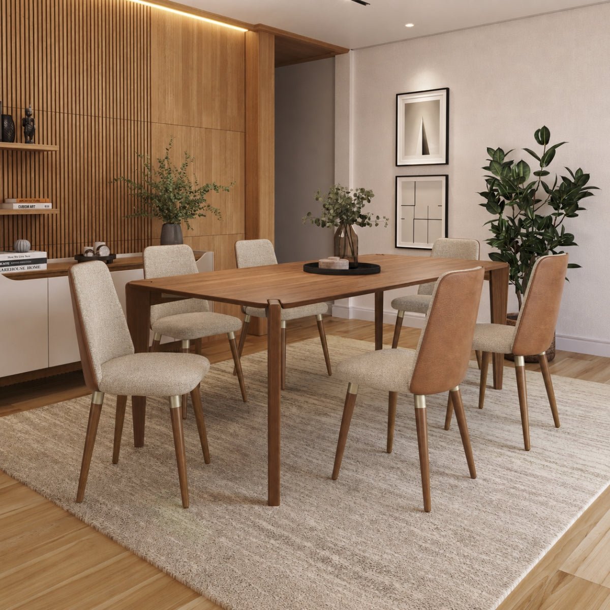 Conjunto de Jantar Mesa Retangular Harmony 6 Cadeiras Dakota