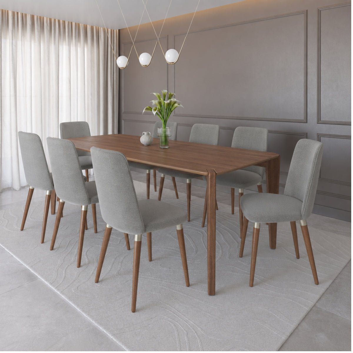 Conjunto de Jantar Mesa Retangular Harmony 8 Cadeiras Giratórias Dakota