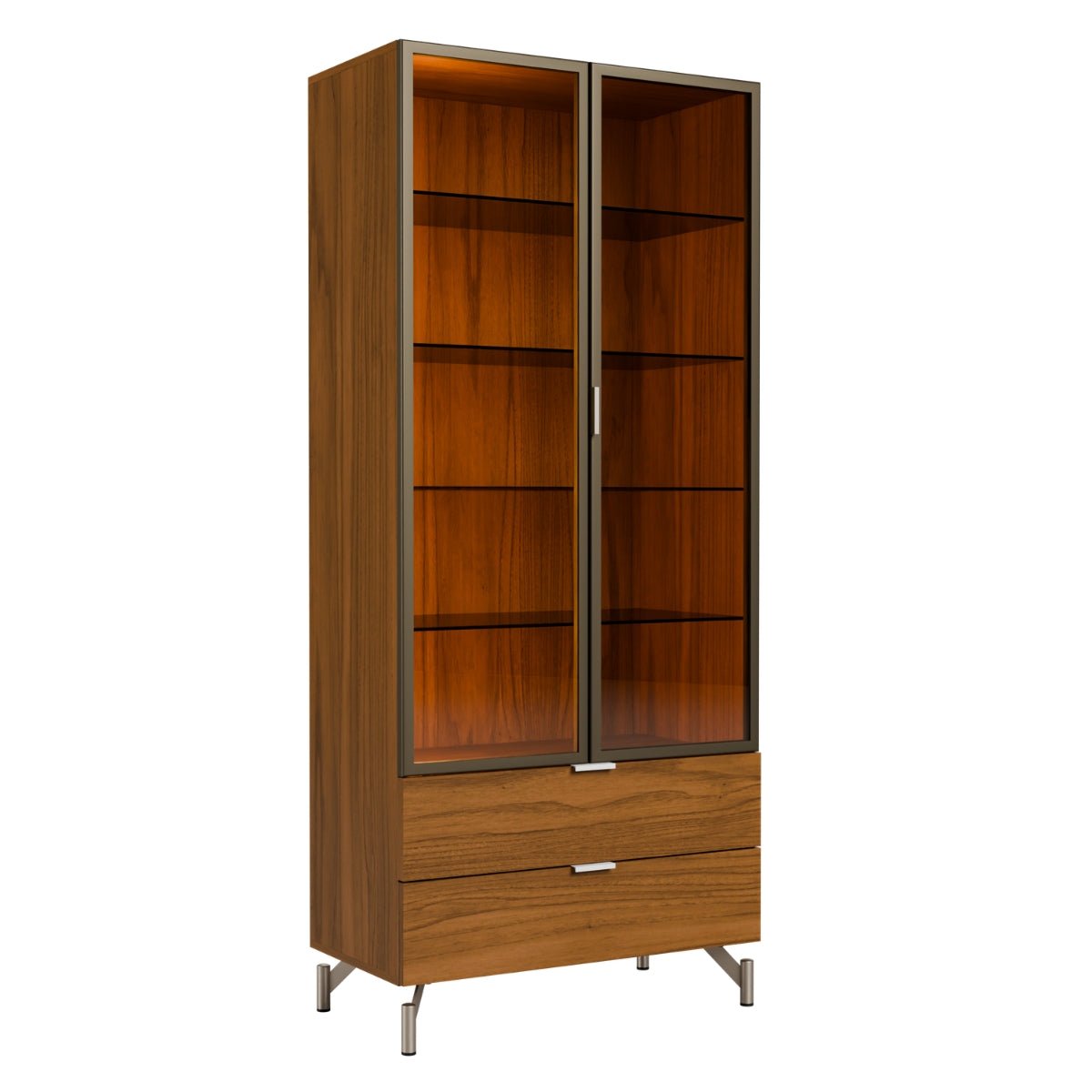 Cristaleira 2 Portas com Vidro Reflecta e Led 100% MDF Atria Canella