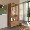Cristaleira 2 Portas com Vidro Reflecta e Led 100% MDF Atria Canella