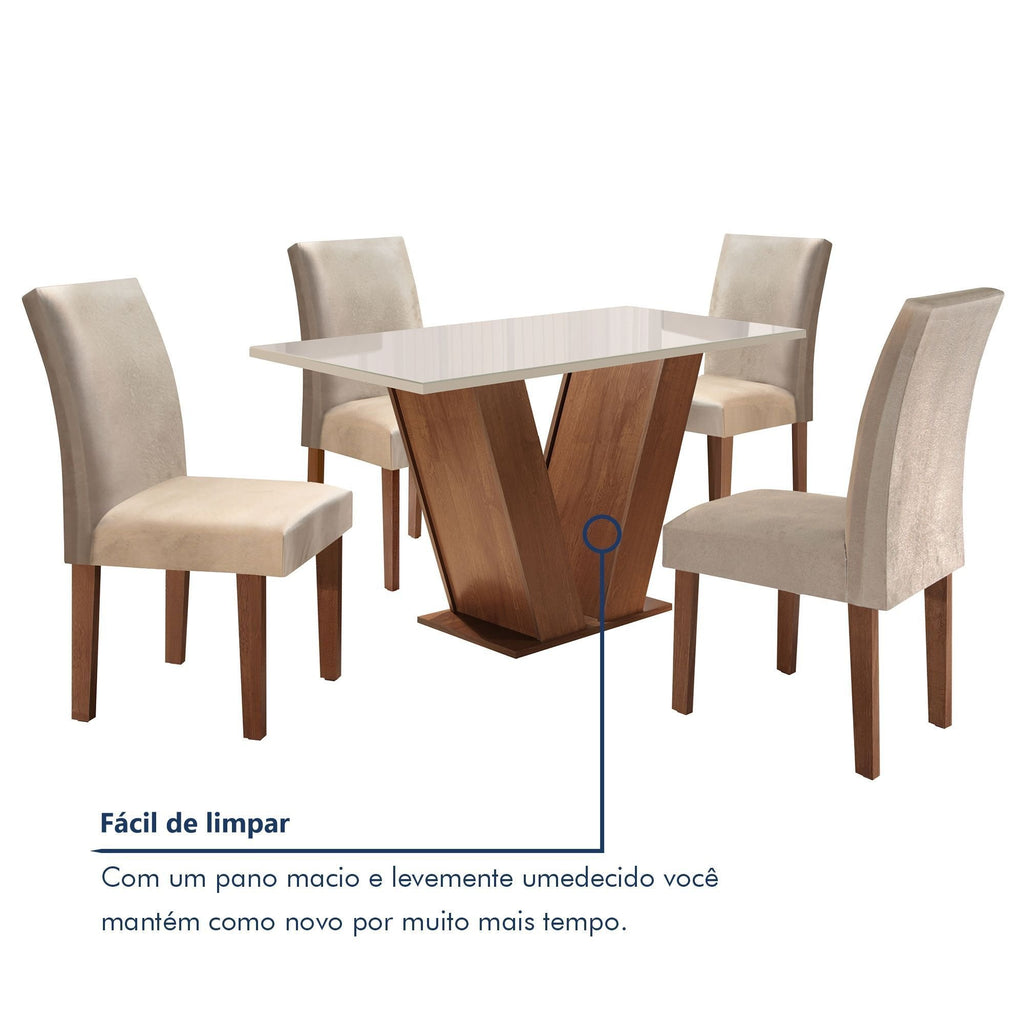 Conjunto Sala de Jantar Yescasa Espanha Mesa Tampo de Vidro 4 Cadeiras