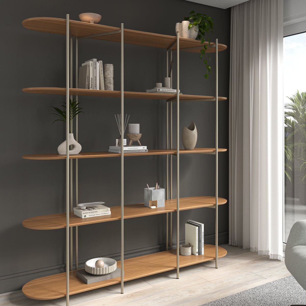Estante 5 Prateleiras Aço com MDF Enya 180cm