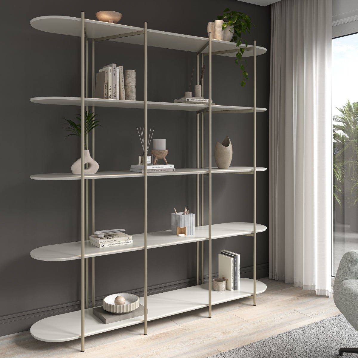 Estante 5 Prateleiras Aço com MDF Enya 180cm