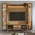 Estante para TV até 75 Polegadas com 2 Cristaleiras Vidro Reflecta 100% MDF com Led Lincoln Float 254cm