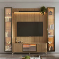 Estante para TV até 75 Polegadas com 2 Cristaleiras Vidro Reflecta 100% MDF com Led Neon Float 254cm