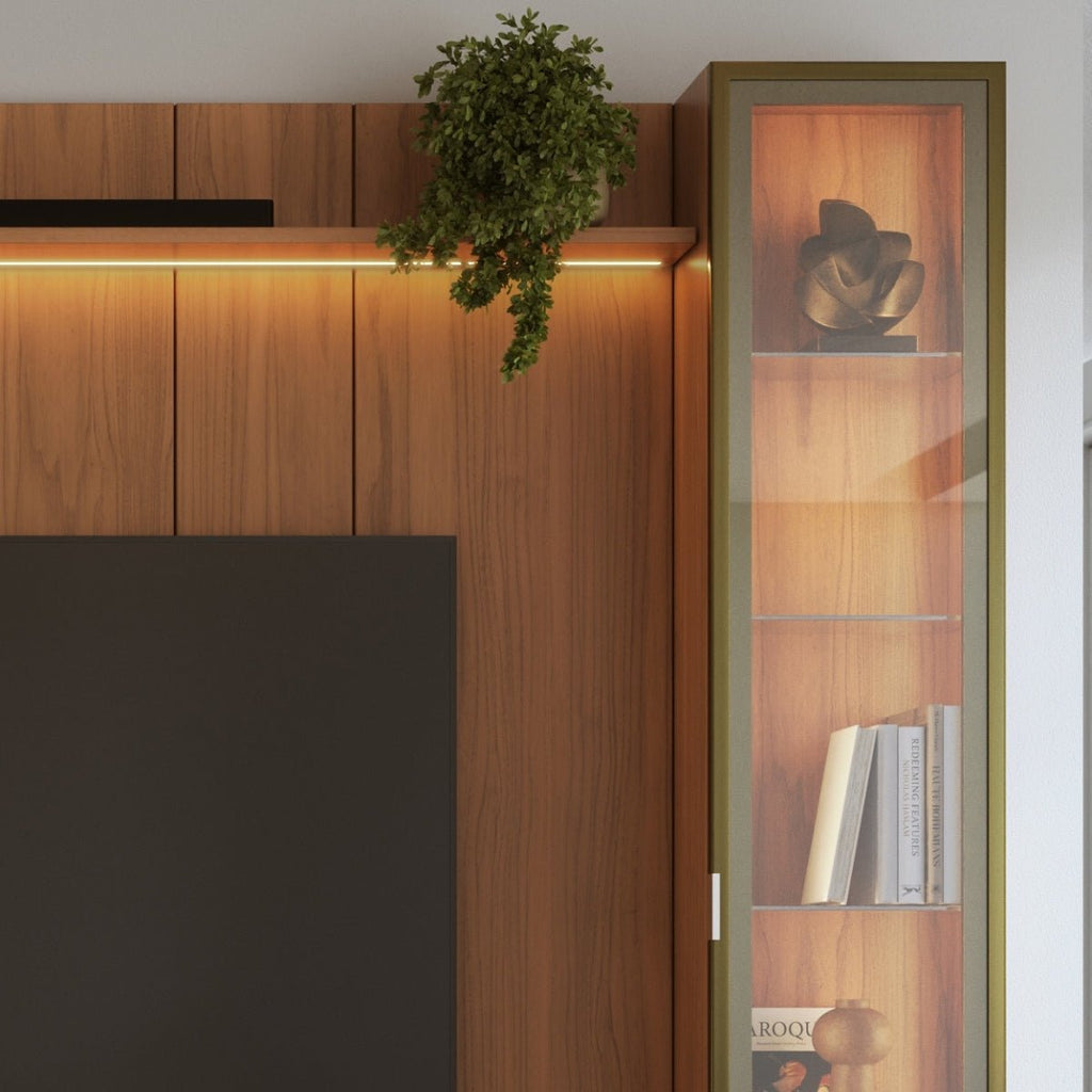 Estante para TV até 75 Polegadas com 2 Cristaleiras Vidro Reflecta 100% MDF com Led Neon Float 254cm