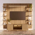 Estante para TV até 75 Polegadas Vidro Reflecta com Prateleiras 100% MDF com Led Neon Float 254cm