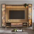 Estante para TV até 85 Polegadas com 2 Cristaleiras Vidro Reflecta 100% MDF com Led Lincoln Float 291cm
